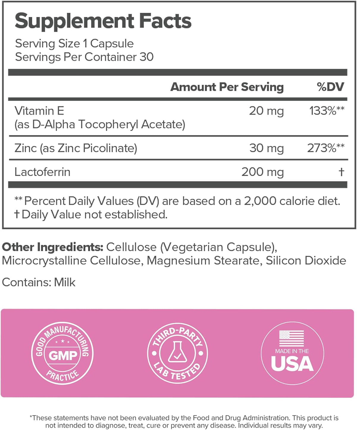 FLO Acne Supplement for Clearer Skin with Zinc & Vitamin E – 30-Day Supply