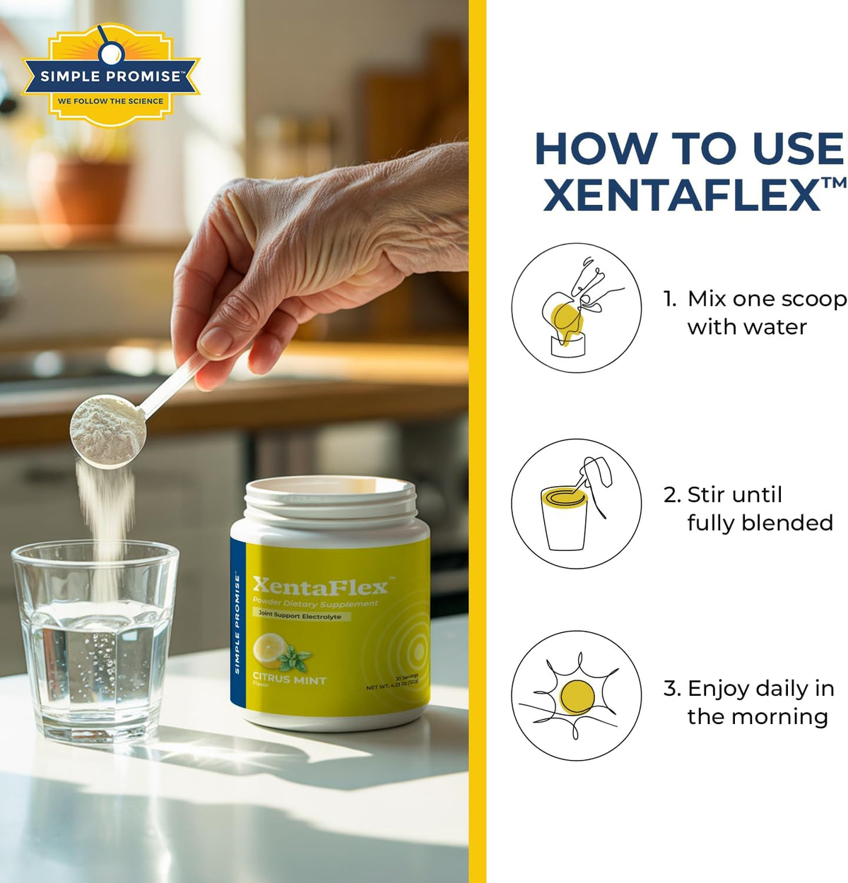 XentaFlex - Joint Electrolyte Powder for Women and Men - Boswellia Extract | Boswellia Electrolytes, Joint Mobility Support, AquaLOX and Potassium, One Scoop in Water, Non-GMO, 30 Servings