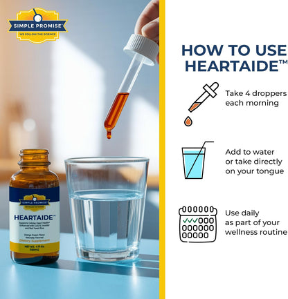 HeartAide - Red Yeast Rice with CoQ10 Liquid Drops - Cholesterol Support | Liquid Heart Drops, Cardiovascular Support, Fermented Rice Extract, Easy Once-Daily Dropper, Orange Cream, 4 fl oz