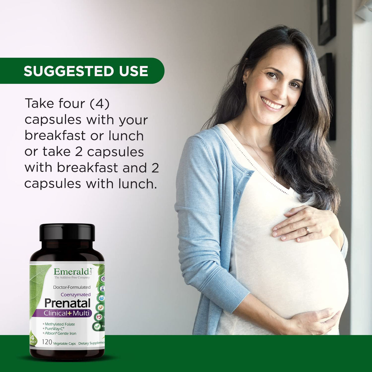 Emerald Labs Prenatal 4-Daily Multi - Multivitamins for Pregnant Women with Coenzyme Folic Acid