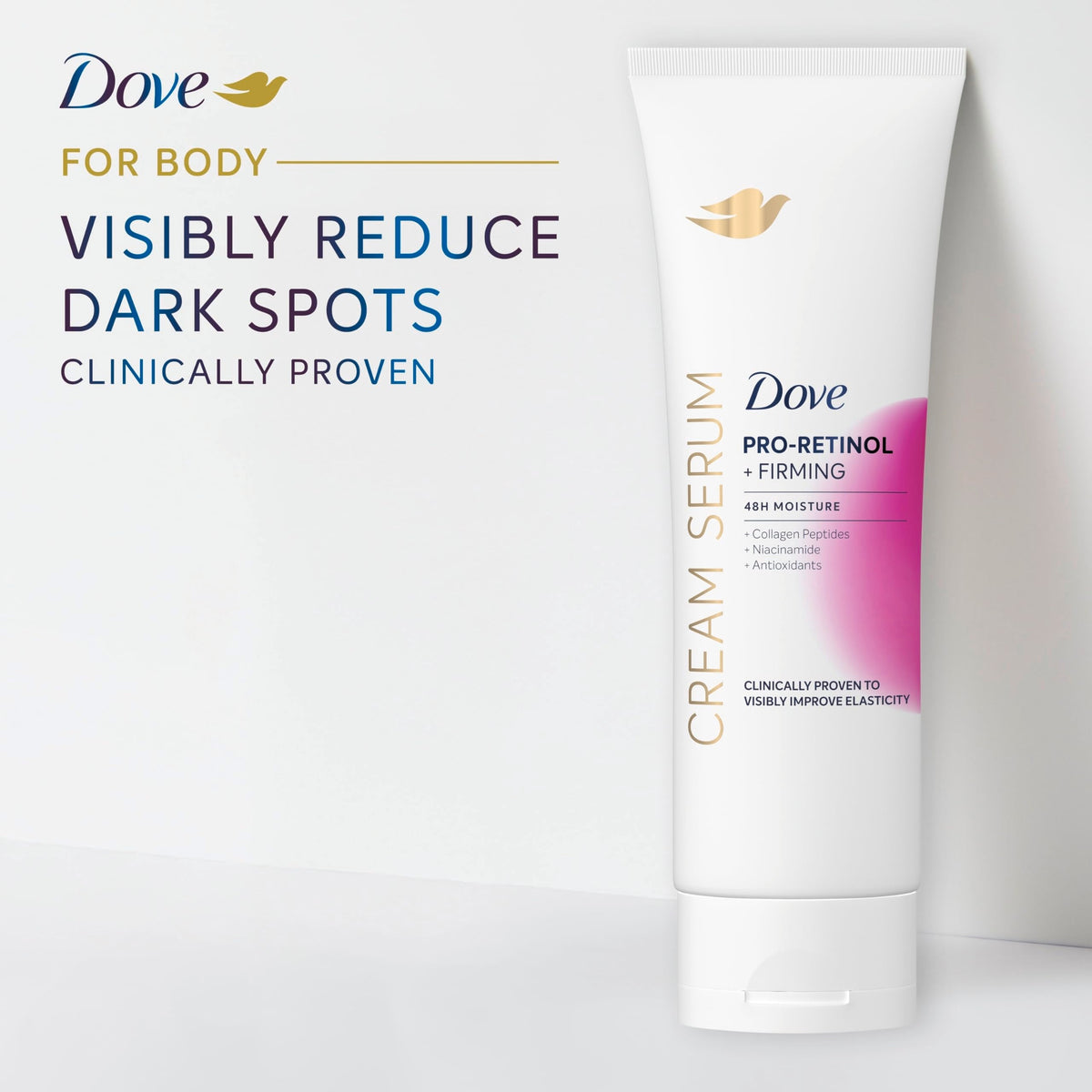 Dove Cream Serum Pro-Retinol + Firming for Elasticity and Firmness, with Collagen Peptides, Niacinamide and Antioxidants Lotion, 8 oz