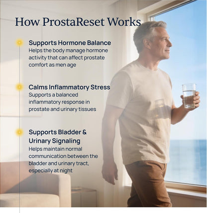 ProstaReset - Prostate Supplement for Men - Saw Palmetto and Pygeum Bark | Daily Prostate Formula, Urinary Flow Support, With Beta-Sitosterol and Zinc, One Capsule Daily, 30 Day Supply