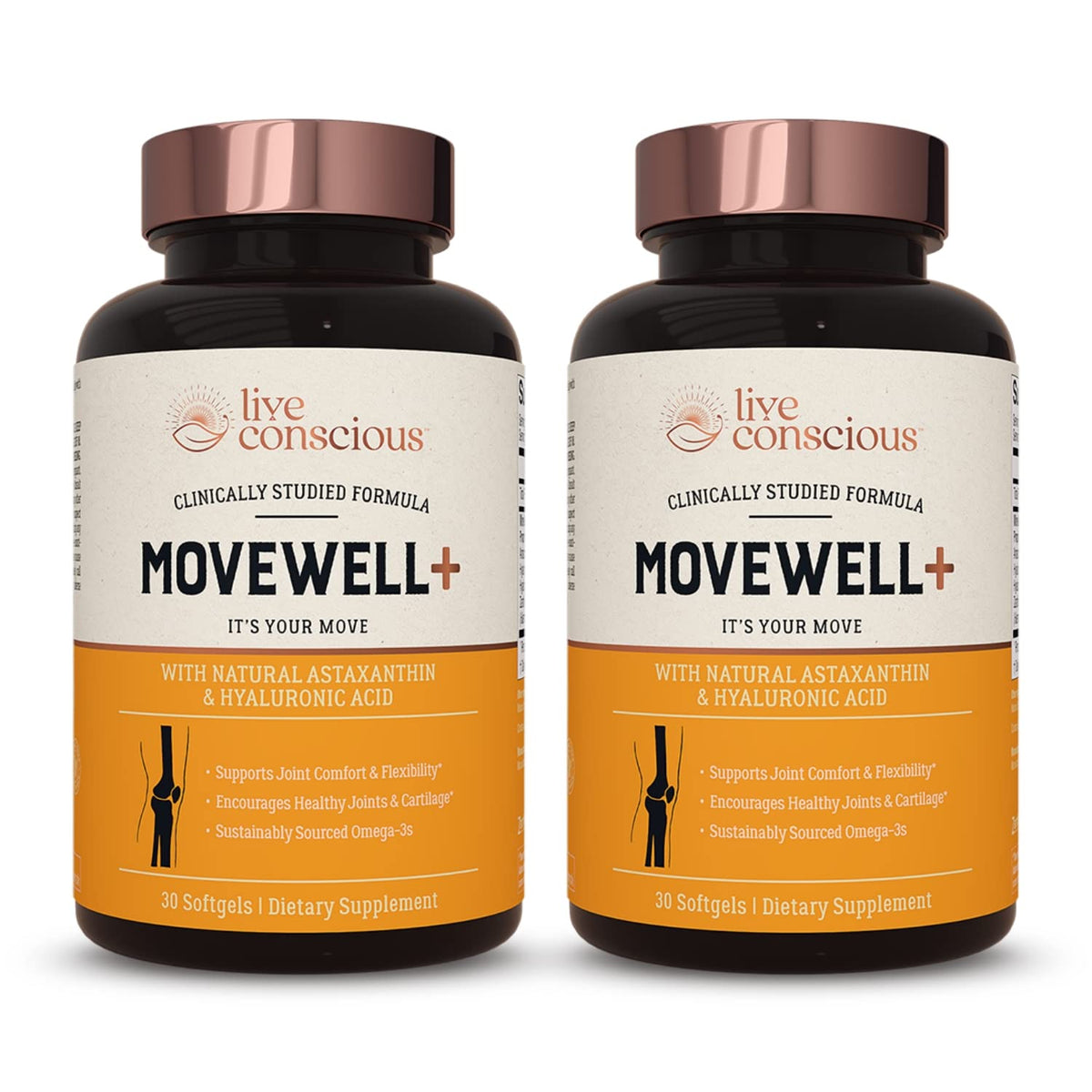 Live Conscious Glucosamine Chondroitin with MSM, Hyaluronic Acid, and More - MoveWell Joint Health Supplement