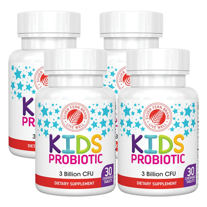 Silver Fern Brand Kids Ultimate Probiotic - 1 Bottle - 30 Chewable Tablets | Sugar & Gluten Free - Children's Dietary Supplement - DNA & Survivability Verified - Digestive & Immune Support