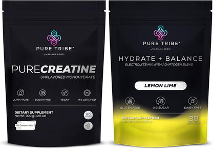 PureCreatine Micronized Creatine Monohydrate Powered by Creavitalis – Hydrate + Balance Electrolytes Powder Packets for Energy, Recovery, & Hydration – Vegan & Sugar-Free