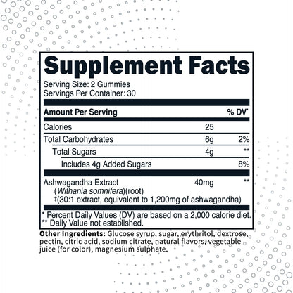 Type Zero Ashwagandha Gummies 60 Gummies for 30 Servings Per Bottle - Ashwagandha Herbal Extract Supplement, Gluten Free, GMO Free