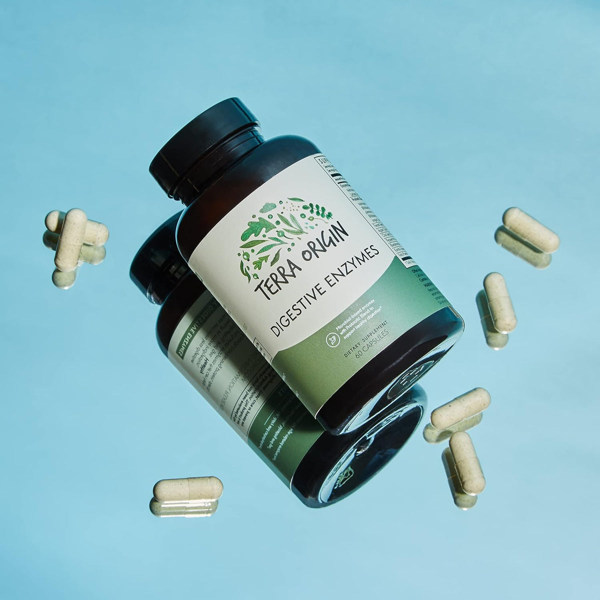 TERRA ORIGIN Digestive Enzymes with Probiotics & Prebiotics | 60 Capsules | Supports Digestive Gut Health | Non GMO, Gluten Free, Vegan | for Women and Men