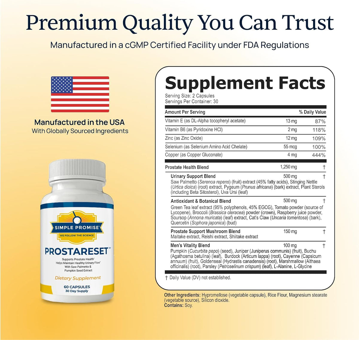 ProstaReset - Prostate Supplement for Men - Saw Palmetto and Pygeum Bark | Daily Prostate Formula, Urinary Flow Support, With Beta-Sitosterol and Zinc, One Capsule Daily, 30 Day Supply