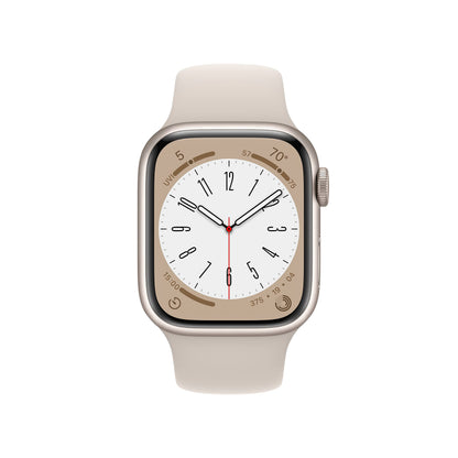 Apple Watch Series 8 [GPS, 41mm] - Starlight Aluminum Case with Starlight Sport Band, S/M (Renewed)