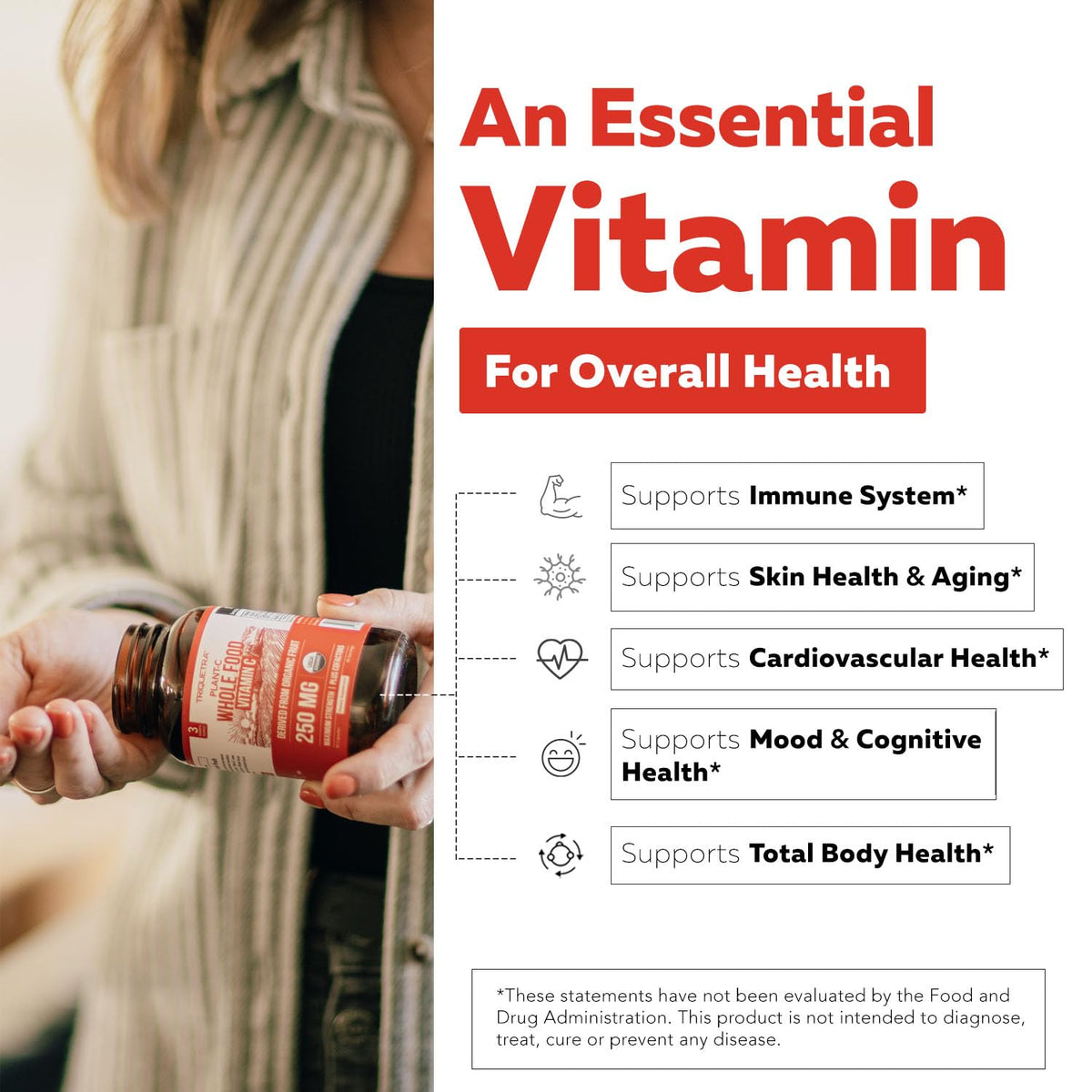 Organic Vitamin C | Whole Food Vitamin C from Fruit Plus Absorption Enhancing Cofactors - Vegan, Enhanced Bioavailability - Immune Support, Antioxidant, Total Health (90 Servings)