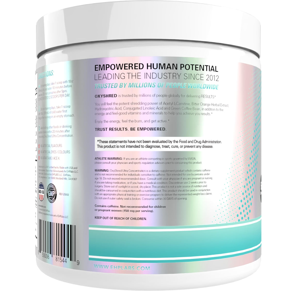 EHP Labs OxyShred Pre Workout Powder - Preworkout Powder with L Glutamine & Acetyl L Carnitine, Energy Boost Drink - Cosmic Blast, 60 Servings