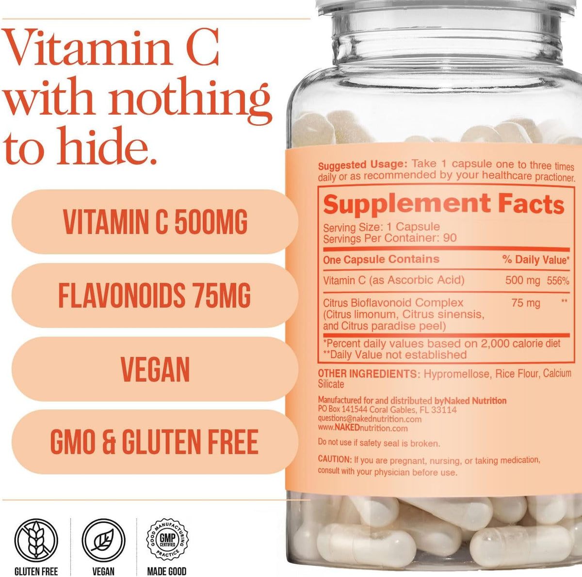 Naked Iron + Vitamin C Bundle – High-Potency Supplement for Deficiency, Energy Support, Red Blood Cell & Daily Antioxidant Immune Support – 65 mg Iron (60 Caps) + 500 mg Vitamin C (90 Caps)