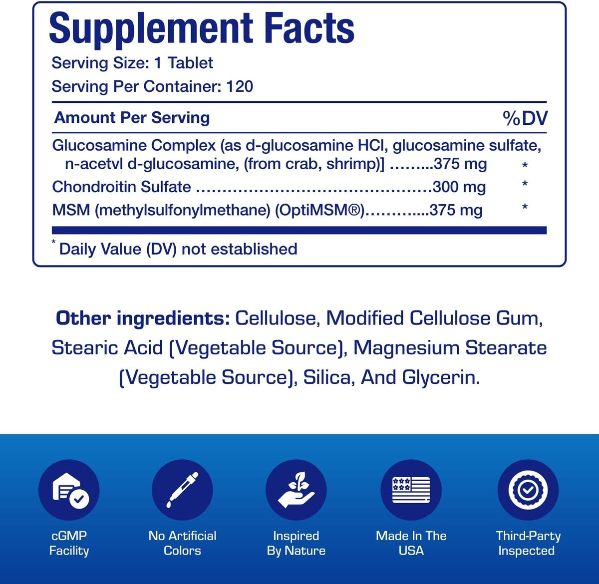 High Absorption Glucosamine Chondroitin MSM - Clinical Formula Bone Joint Tendon and Ligament Supplement with MSM Glucosamine Chondroitin - Non-GMO Gluten Free & Made in The USA - 120 Servings