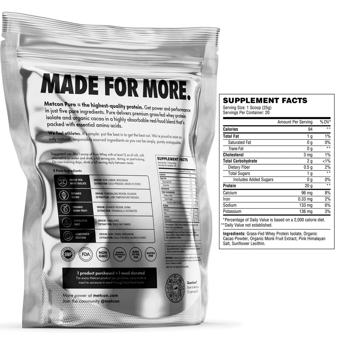 MetCon Whey Protein Isolate - Premium Grass-Fed Whey Protein Isolate Powder with 5 All-Natural Ingredients, No Fillers, Organic Vanilla Flavor (460g)