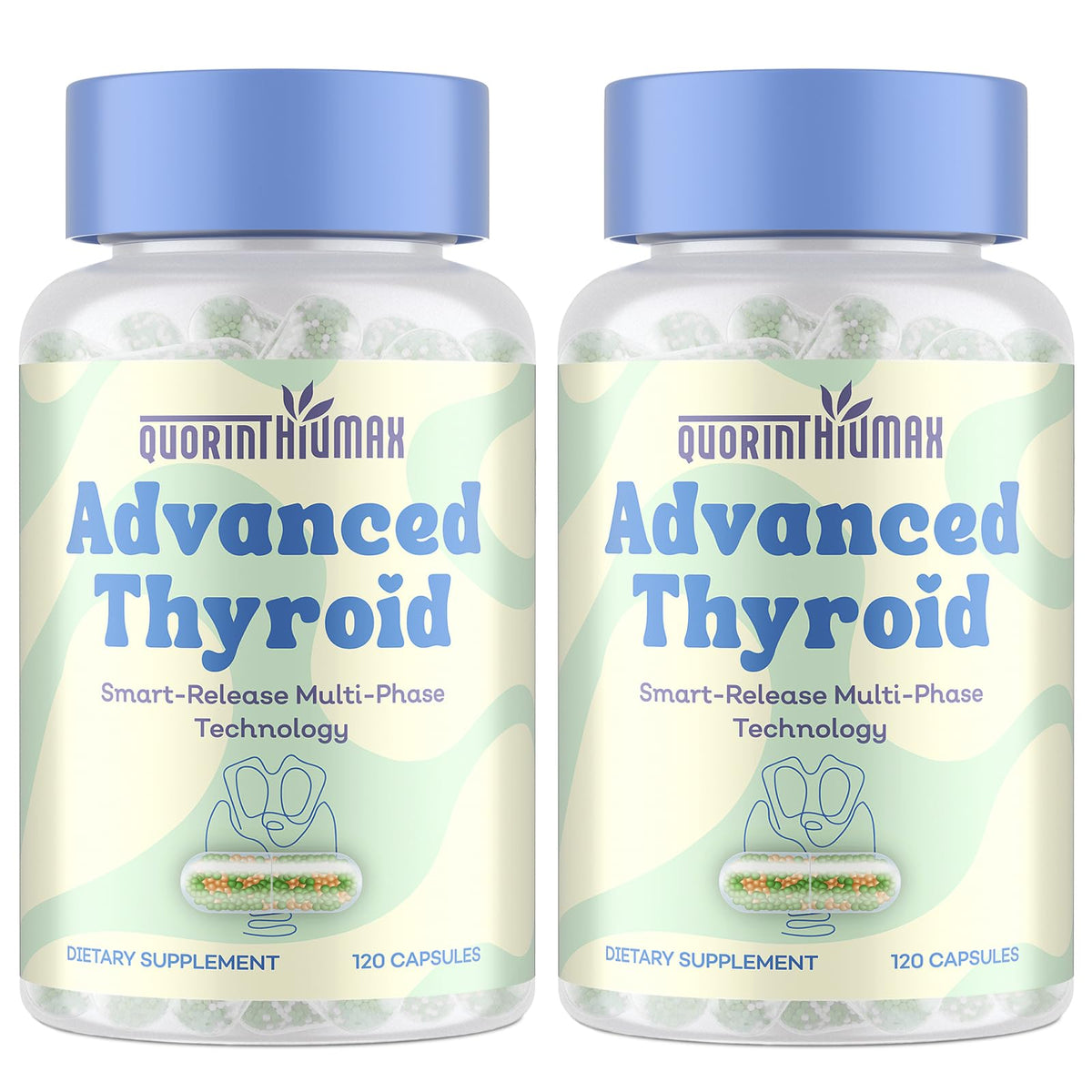 Thyroid Support Supplement for Women 120 Capsules - Smart-Release Micro-Beads with ThyroSynth™ & GutThyro™ - Advanced Thyroid Complex, Ashwagandha, Marine Collagen & 20B CFU Probiotics - 1 Bottle