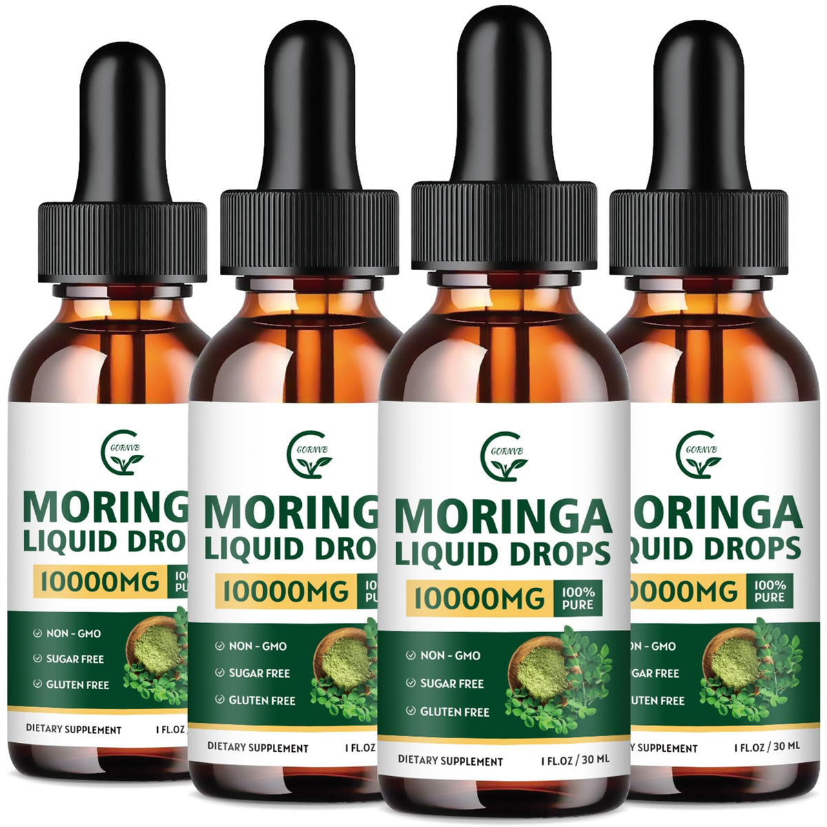 (2 Pack) Organic Moringa Liquid Drops, Moringa Supplement with Turmeric, Black Pepper, Grape Seed Extract, Pure Moringa Oleifera Leaf Extract for Skin, Gut, Immune Support, More Potency Than Powder