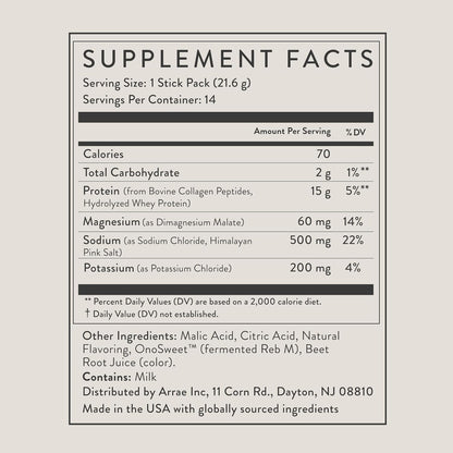 Clear Protein Powder, 15g Collagen & Whey with Electrolytes, 14 Packets