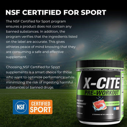 X-CITE Pre-Workout by ATHLEAN-X - Enhanced Formula with Beta-Alanine, Creatine & Caffeine for Ultimate Energy, Endurance, Focus & Muscle Pump, NSF Certified for Sports (Cherry Lemon Ice)