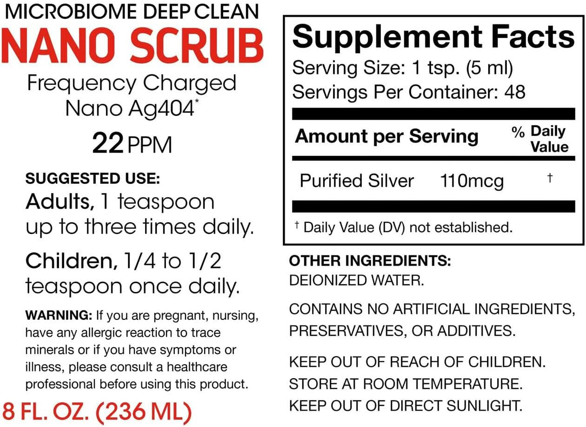 Silver Fern Nano Scrub Brand - 1 Bottle - 48 Servings | Frequency Activated Nano Ag4O4 - Liquid