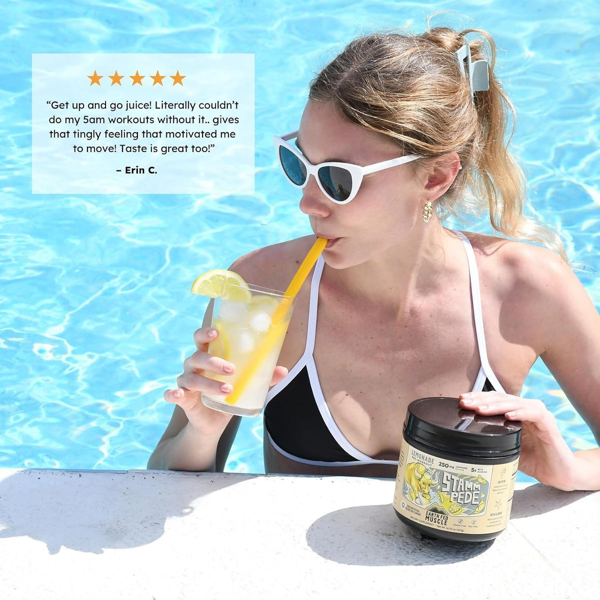 Earth Fed Muscle Stammpede Lemonade Pre Workout, Third-Party Certified. 250mg Caffeine, Lemonade - 5g Beta Alanine, Citrulline Malate, Taurine - Soy Free, Gluten Free - 16 oz, 26 Servings | Third-Party Certified, 250mg Caffeine, 5g Beta Alanine, Citrullin