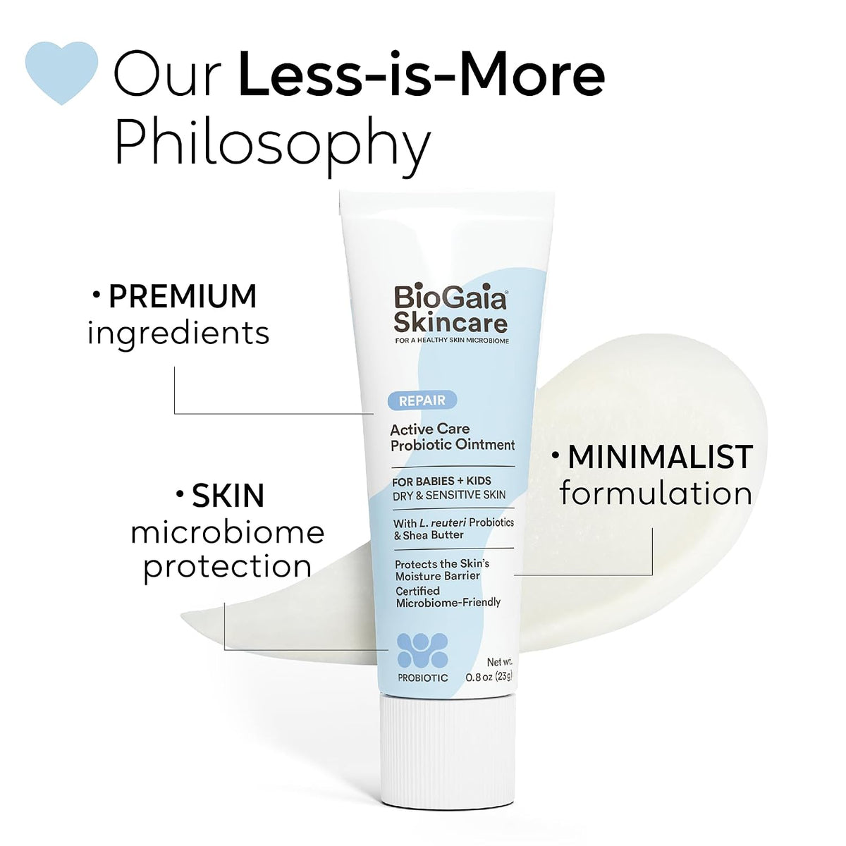 BioGaia Baby Probiotic Ointment | Soothes & Hydrates Dry, Irritated & Sensitive Skin | Use It From Head to Toe | Formulated With Plant-Based Oils & Probiotics | Steroid Free & Microbiome-Friendly