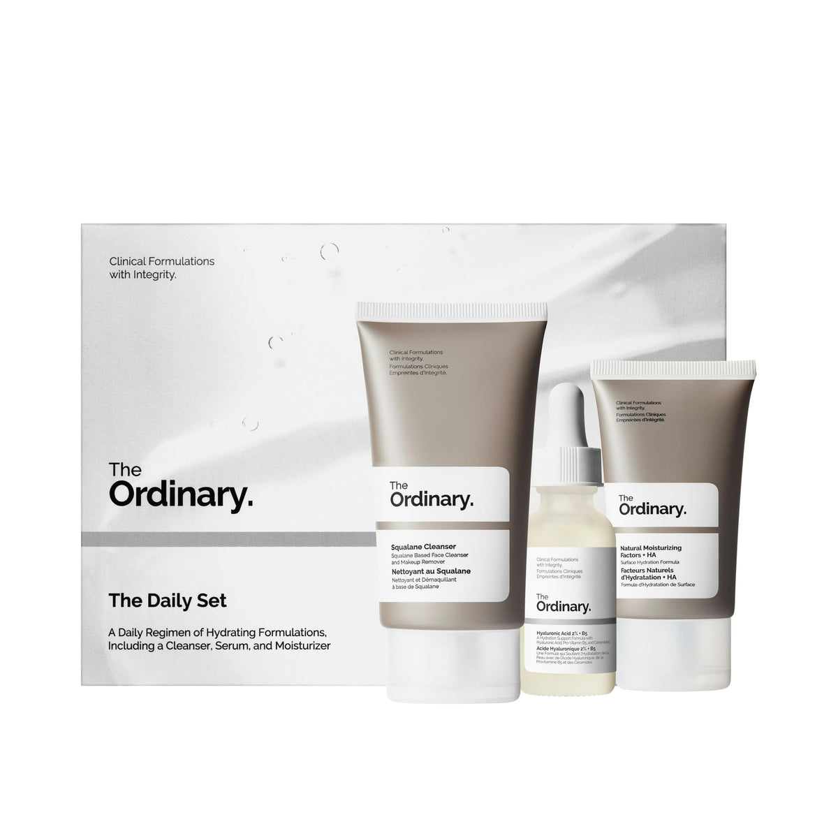 The Ordinary The Daily Set, Daily Skincare Routine with Squalane Cleanser, Hyaluronic Acid 2% + B5, and Natural Moisturizing Factors + HA | Skin Care Set