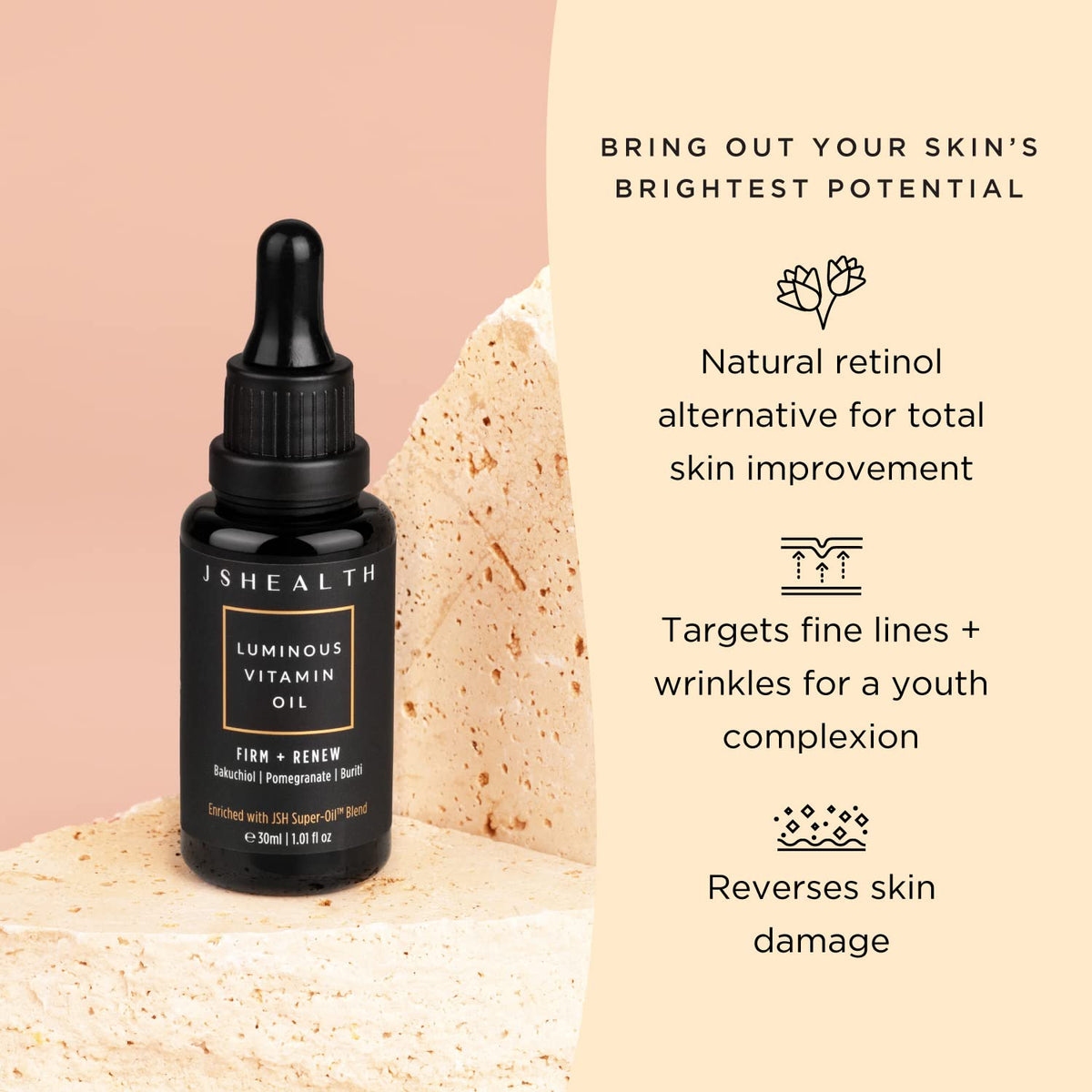 JSHealth Hydrating Face Oil For Women and Men | Facial Oil for Dry Skin with Rose Oil & Vitamin E Oil