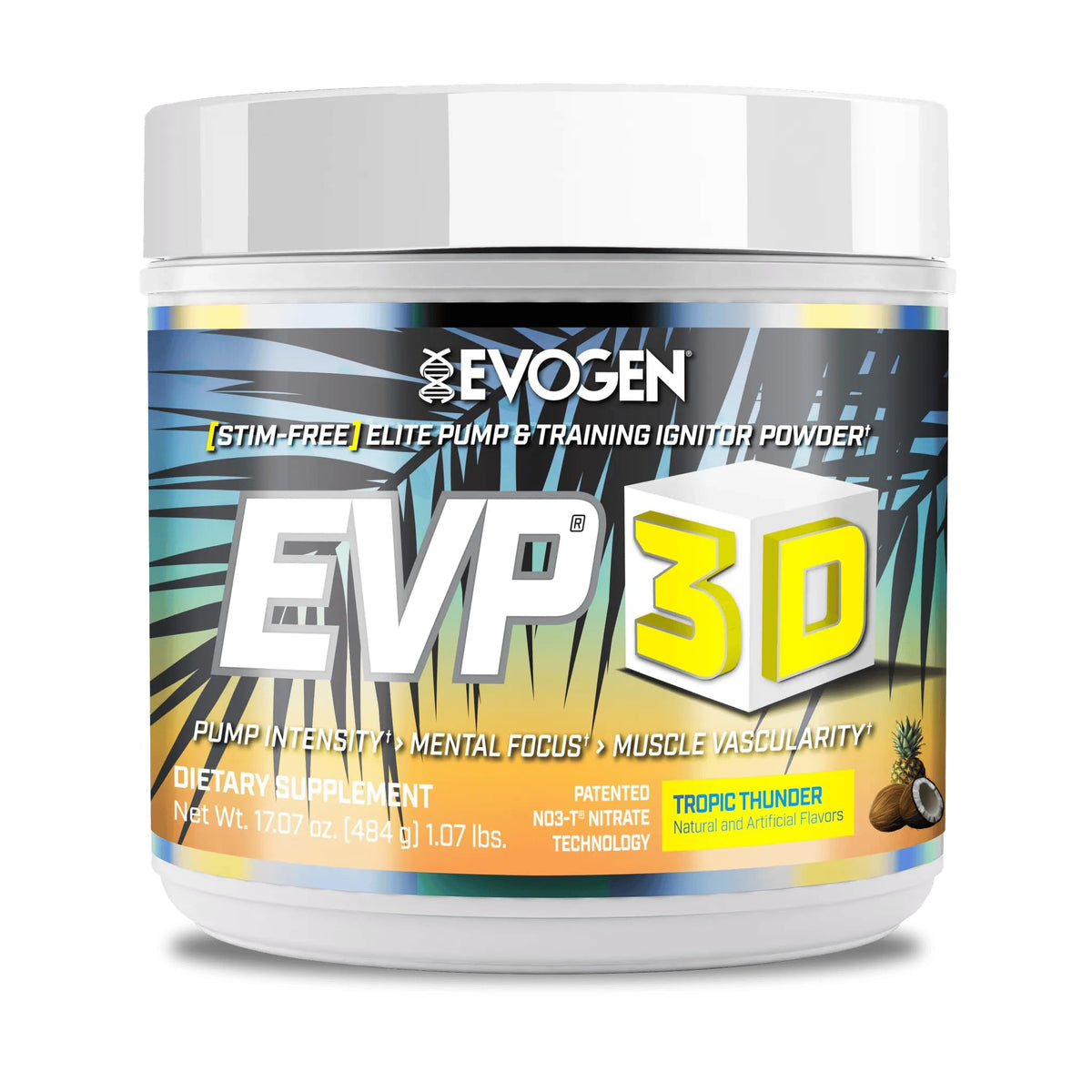 Evogen EVP 3D Stim Free Pre-Workout | Citrus Candy | 40 Servings | Arginine nitrate, L-citrulline, beta-alanine and creatine with lion's mane, L-tyrosine and DMAE for pumps and focus