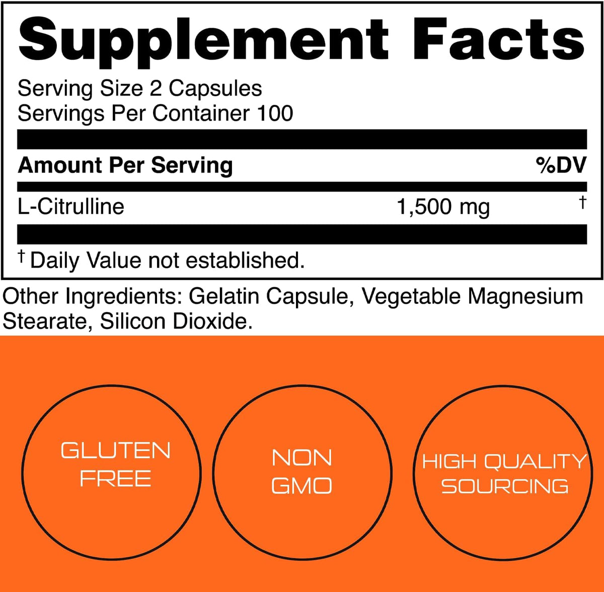 Bucked Up L-Citrulline 200 Capsules | 1500mg Per Serving | Gluten-Free | Non-GMO | Third-Party Tested | Premium Citrulline Supplement for Daily Use - 100 Servings (200 Capsules)