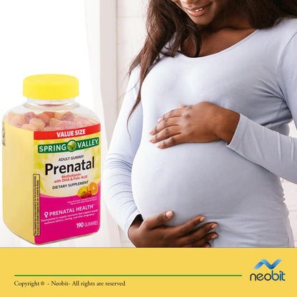 Spring Valley Prenatal Multivitamin Gummies with DHA, Folic Acid, 190 Count, Female Adult Chewables