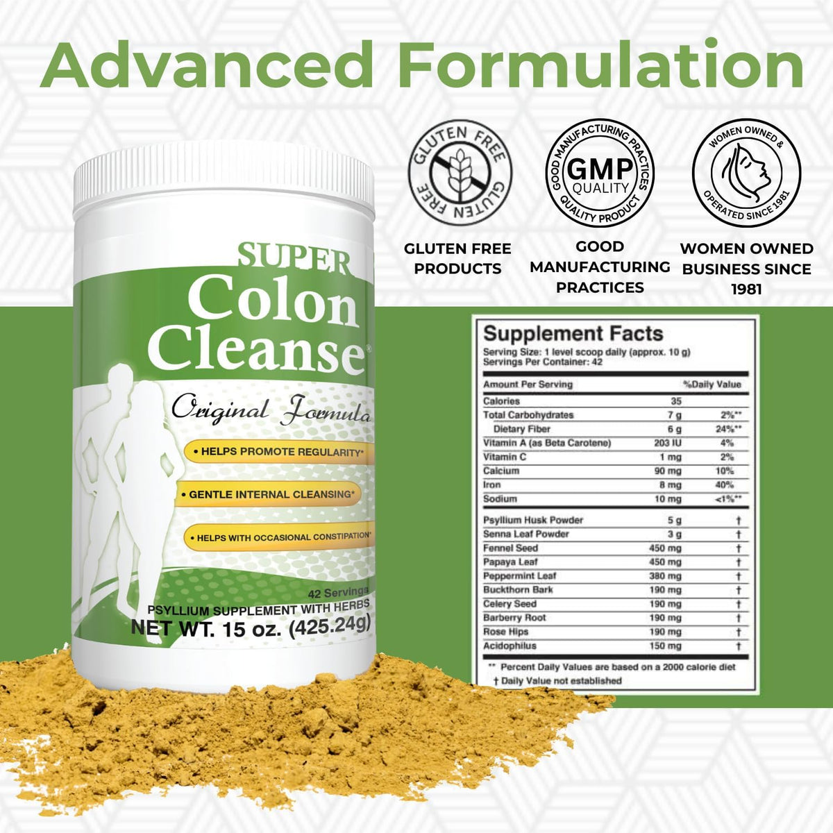 Health Plus Super Colon Cleanse Original Formula Powder, 15 oz, 42 Servings | Classic formula with psyllium husk and senna leaf; may support occasional constipation relief and digestive regularity