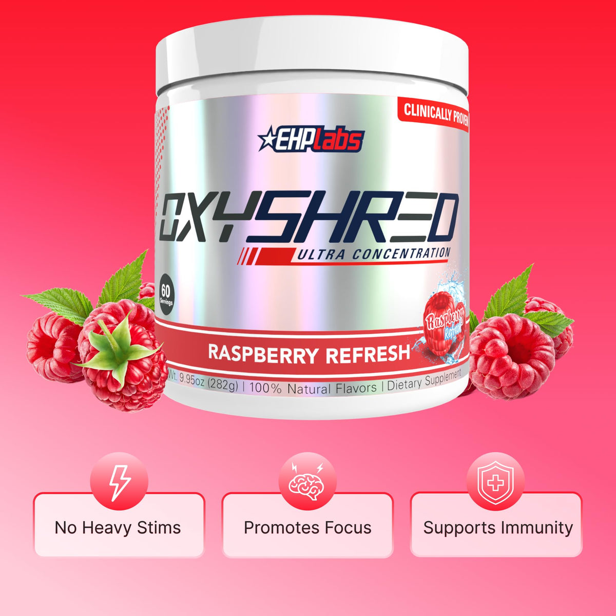 EHP Labs OxyShred Pre Workout Powder - Preworkout Powder with L Glutamine & Acetyl L Carnitine, Energy Boost Drink - Cosmic Blast, 60 Servings