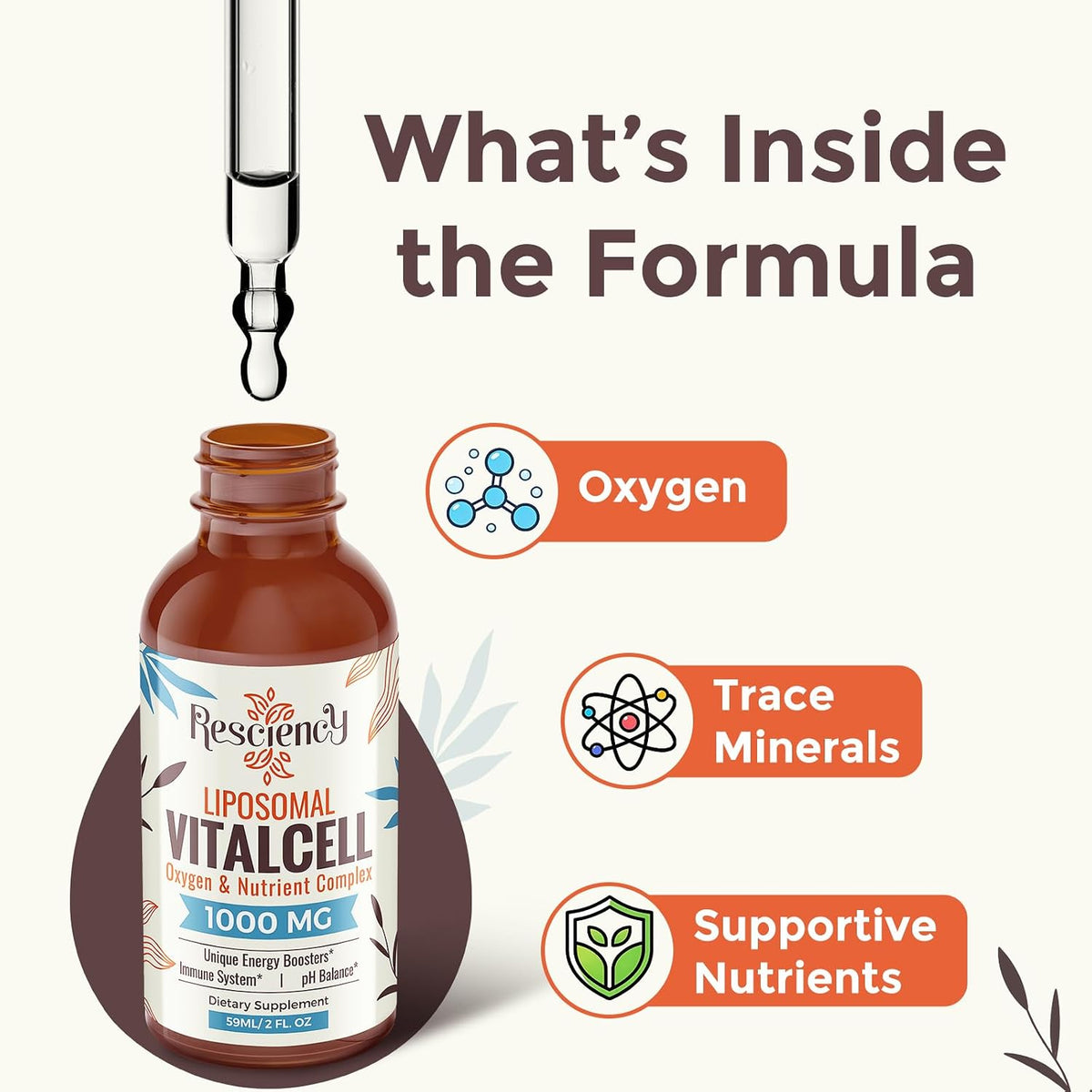 Liposomal Liquid Oxygen Drops, Oxygen & Nutrient Complex, High Absorption | Oxygen Boost Supplement with Trace Minerals, Fulvic Acid, CoQ10, Glutathione, Energy, Antioxidant, Altitude Support, 2 fl oz