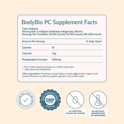 BodyBio PC - Phosphatidylcholine for Brain, Cellular & Cognitive Health | Mental Clarity, Healthy Aging & Gentle Daily Detox