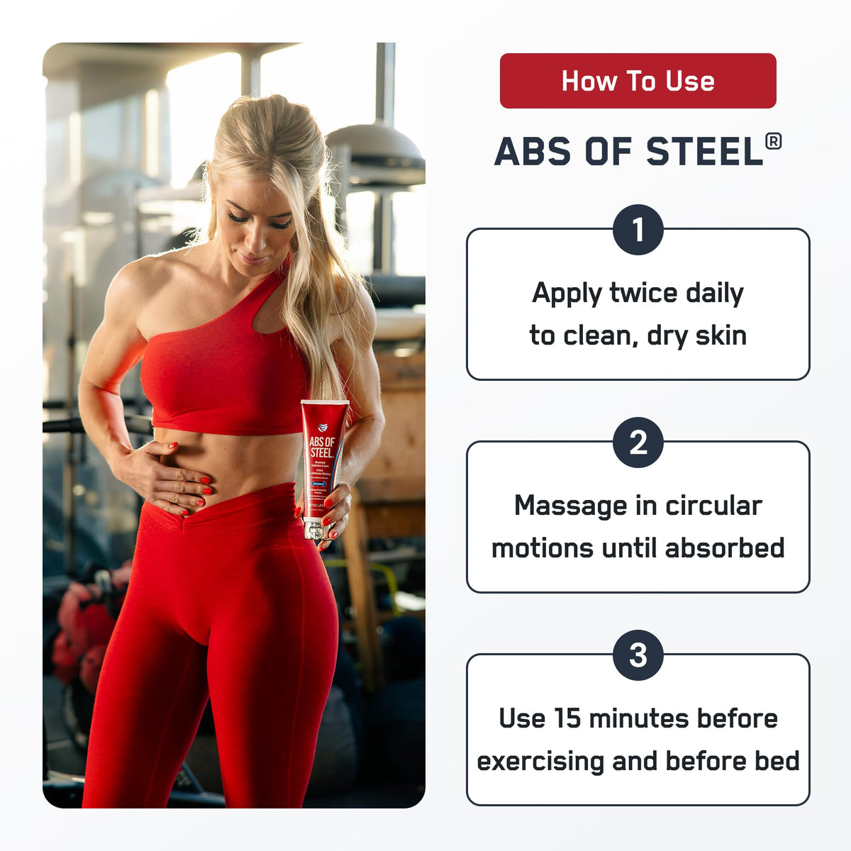 SteelFit Abs of Steel Maximum Definition Cream for Sculpting Abs | Skin Tightening, Toning & Firming Lotion - L-Carnitine Pre & Post Workout Supplement for Men & Women - Non-Greasy, 3.4 Ounces