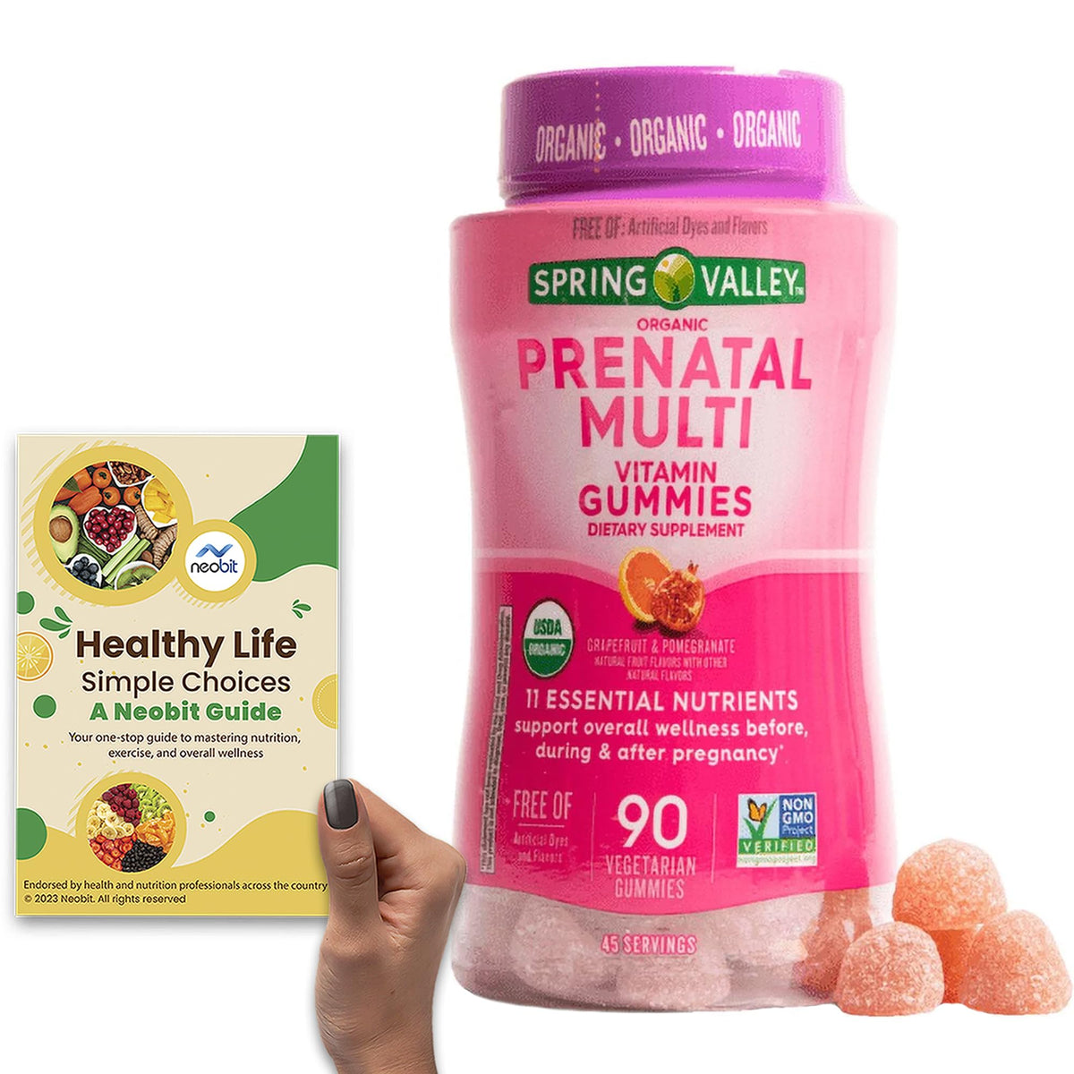 Spring Valley Prenatal Multivitamin, Grapefruit & Pomegranate, 90 Gummies, 11 Vitamins