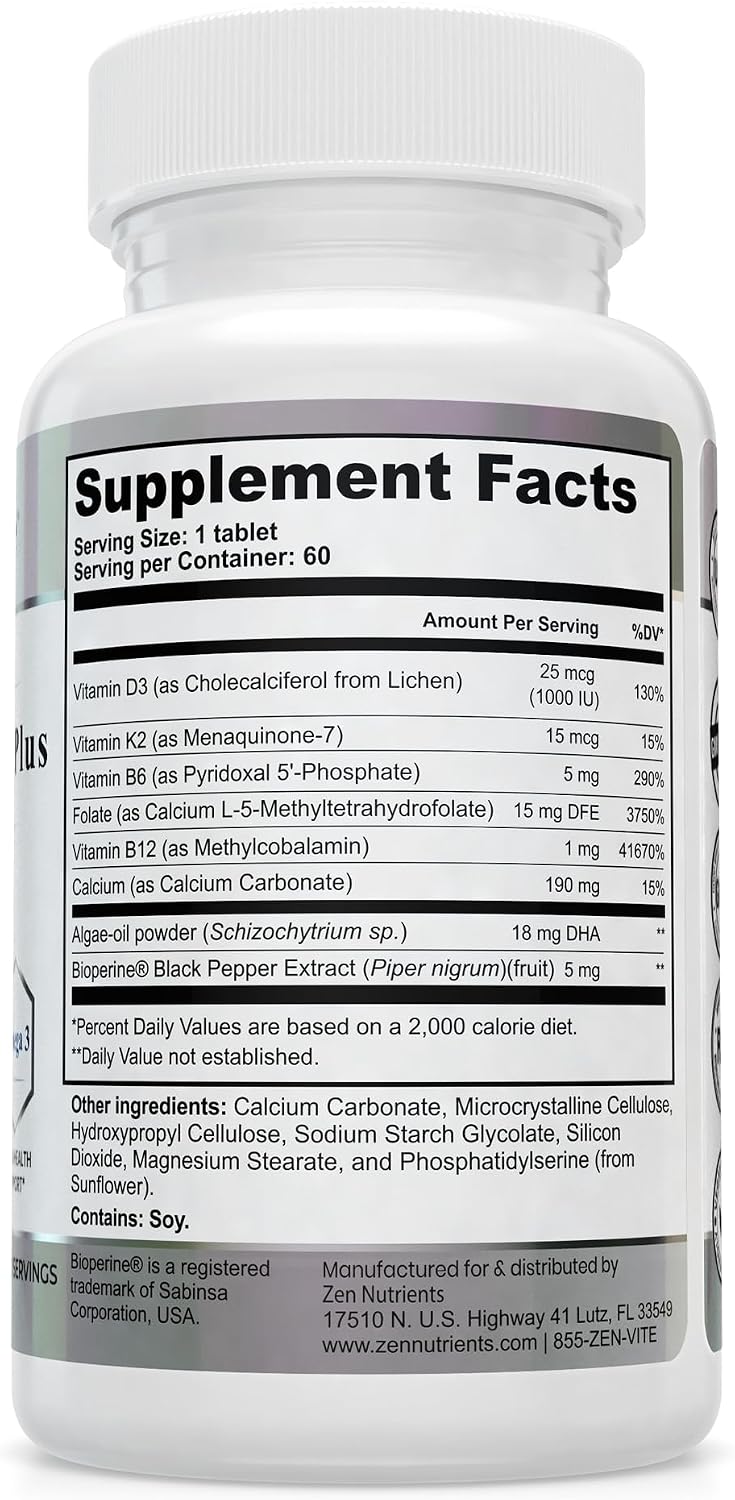 L-Methylfolate 15 mg Liposomal Matrix - Active 5-MTHF with Methylcobalamin (B12), B9, Omega 3, D3 + K2 - Methyl Folate Supplement Supports Mood, Methylation, Cognition, Vegan, 60 Tablets/Servings