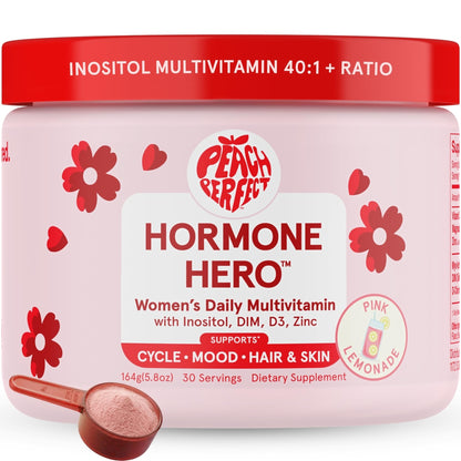 Peach Perfect Inositol Multivitamin – Myo-Inositol & D-Chiro 40:1 Blend, Omega-3, Vitamin D3, Magnesium, Zinc – Supports Women’s Health, Mood, Energy, Supplement – 30 SVG