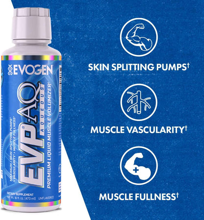 Evogen EVP AQ Liquid Glycerol | Muscle Volumizer | Unflavored | 16 Fl Oz | S7 nitric oxide blend with betaine anhydrous for pumps, vascularity, fullness and hydration; low-stim and clean