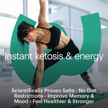 Wellthy Keto Power with BHB Salts for Instant Ketosis and Energy, Natural Strawberry Kiwi Flavor, 10.58 oz