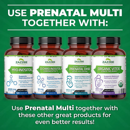 Zazzee Myo-Inositol Capsules and Extra Strength Prenatal Multi Complex