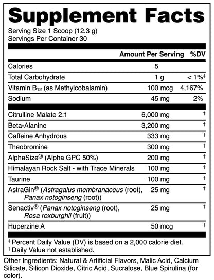 Bucked Up - Woke - HIGH STIM Pre Workout - Best Tasting - Focus Nootropic, Pump, Strength and Growth, 30 Servings (Rocket Pop)