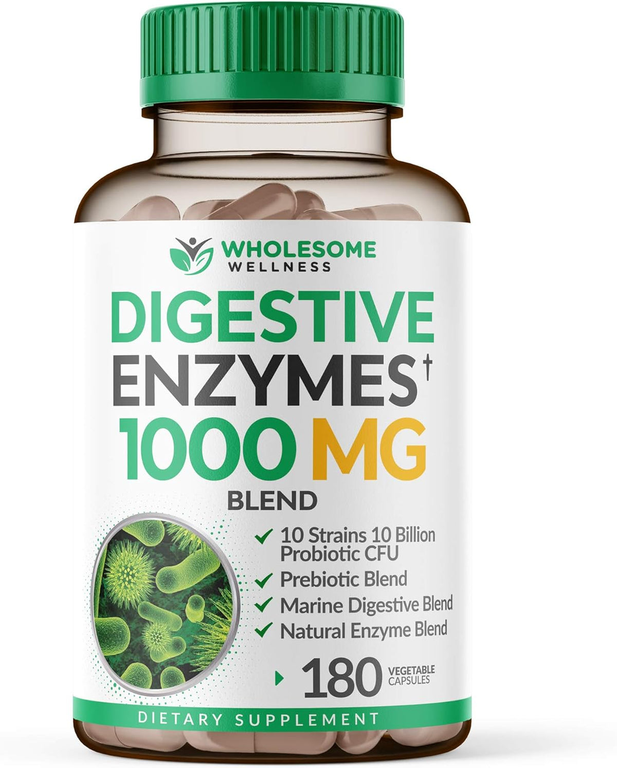 Wholesome Wellness Whole Food Multivitamin for Men - Natural Multi Vitamins, Minerals, Organic Extracts Digestive Enzymes 1000MG Plus Prebiotics & Probiotics Bundle