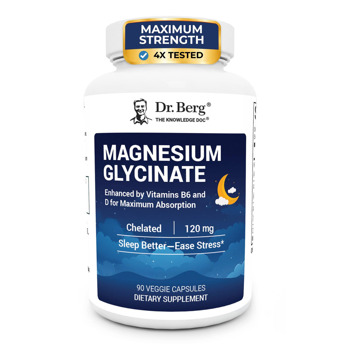 Dr. Berg Magnesium Glycinate 150ct – 4-in-1 Chelated for Muscle, Nerve, Sleep & Stress Support*– w/ D3, B6 & Zinc – 4X Lab-Tested – No Fillers – Formulated in USA, GMP-Certified
