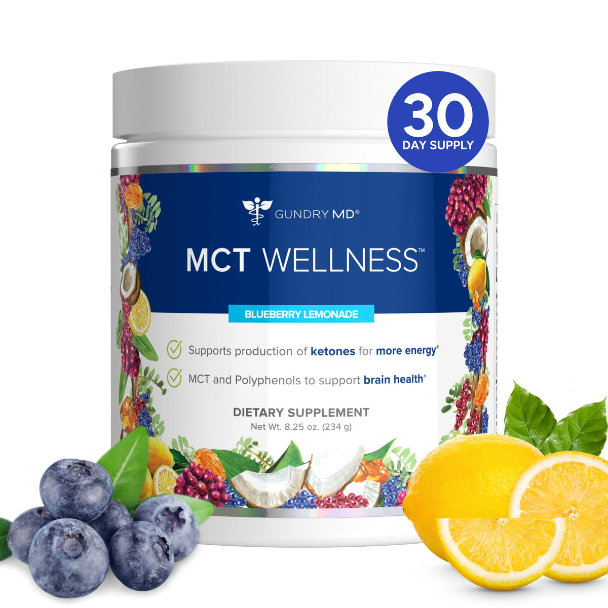 Gundry MD® MCT Wellness Powder, Watermelon Lemonade Flavor, 30 Servings | Support Energy, Ketone Production and Brain Health, Keto Friendly