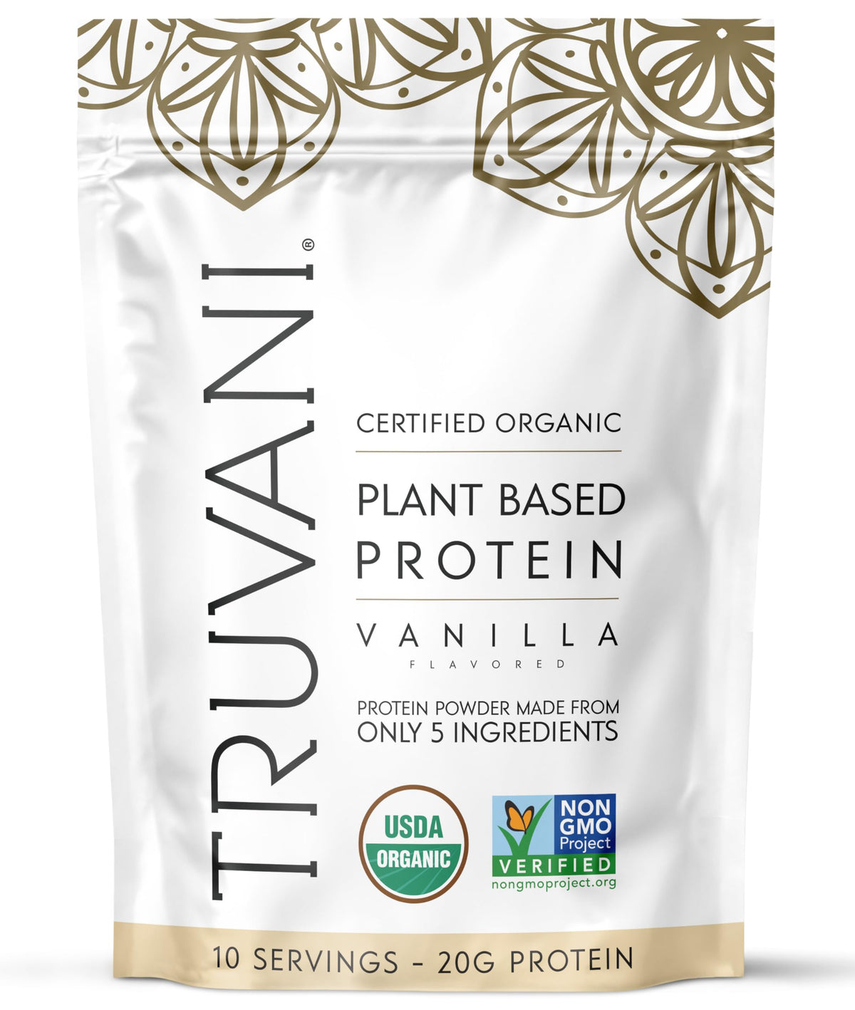 Truvani Organic Plant Based Protein Powder | Vanilla Chai | 10 Servings | Vegan | 20g Pea Protein | Keto | Gluten & Dairy Free | Low Carb | No Added Sugar