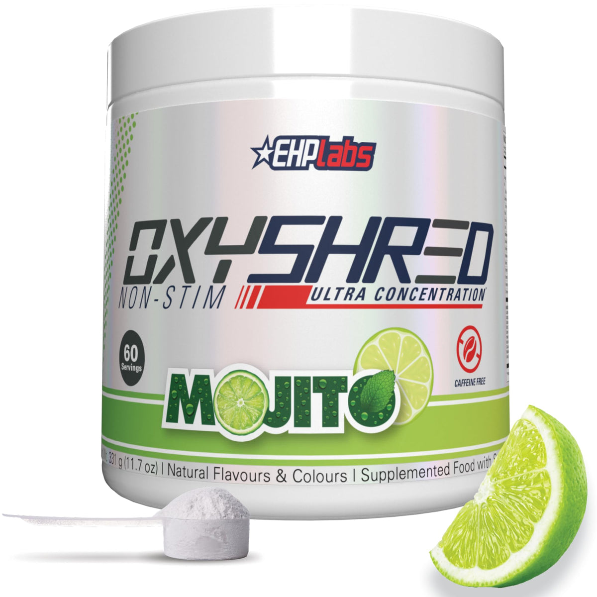 EHP Labs OxyShred Non Stimulant Pre Workout Powder - Stim Free Pre Workout, Caffeine Free Preworkout for Men & Women with L Glutamine & Acetyl L Carnitine - Peach, 60 Servings