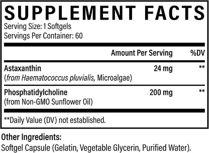 Liposomal Astaxanthin Supplement 24 MG, Maximum Absorption, Antioxidant Stronger Than VIT C, Non-GMO & Gluten Free - 60 Softgels(2 Months Supply)