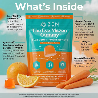 The Eye-Mazen Gummy Eye Vitamins for Vision and Eye Health - Lutein and Zeaxanthin Supplements for Eyes with Omega 3 & Vitamin A - Eye Supplements for Adults, Kids & Seniors