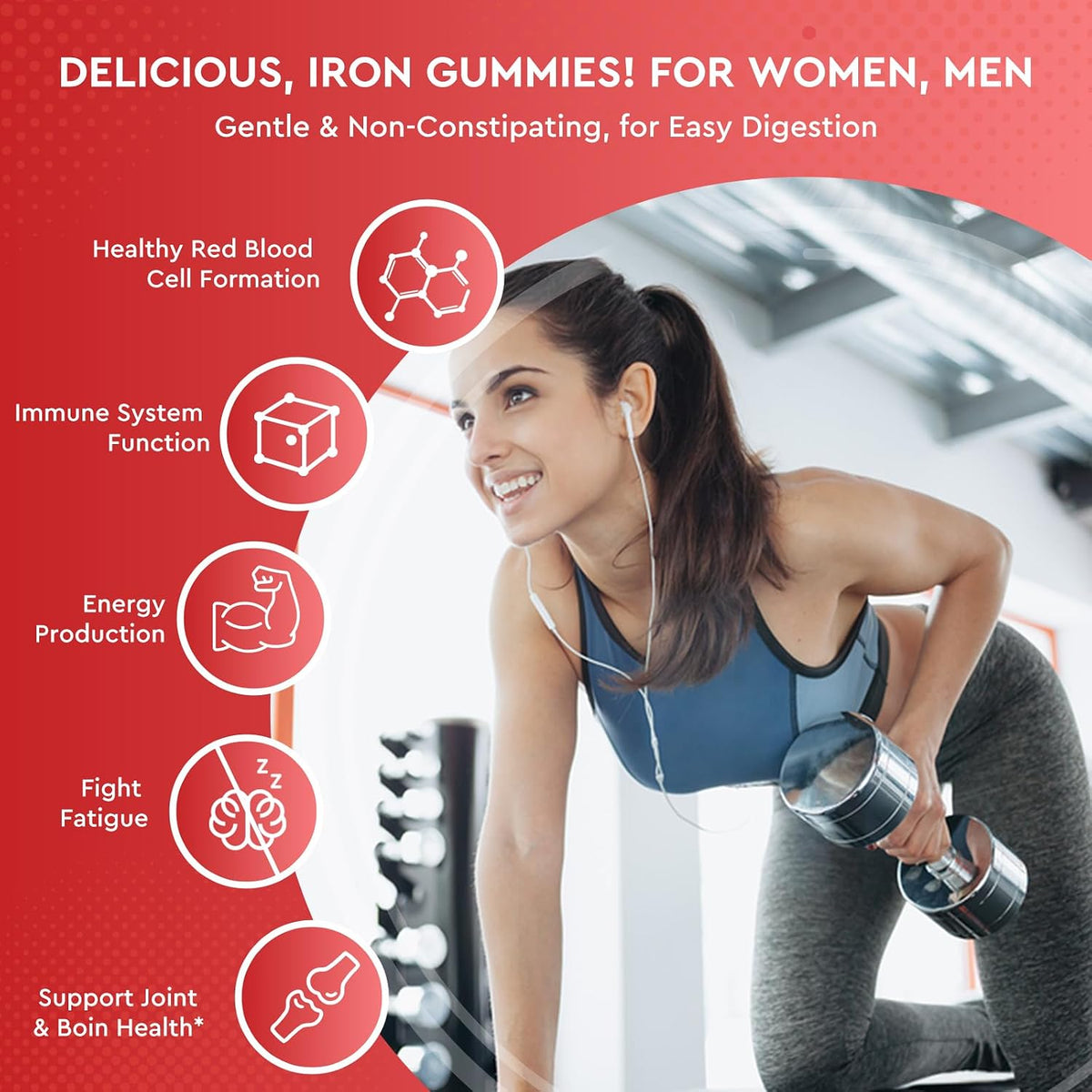 Iron Gummies Supplement for Adults & Kids | Calcium Potassium Magnesium Gummies | Bundle